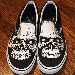 Vans Black and White Artistic Skull Sneakers